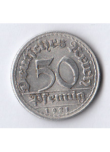 50 Pfennig Alluminio 1921 Zecca D Buona conservazione